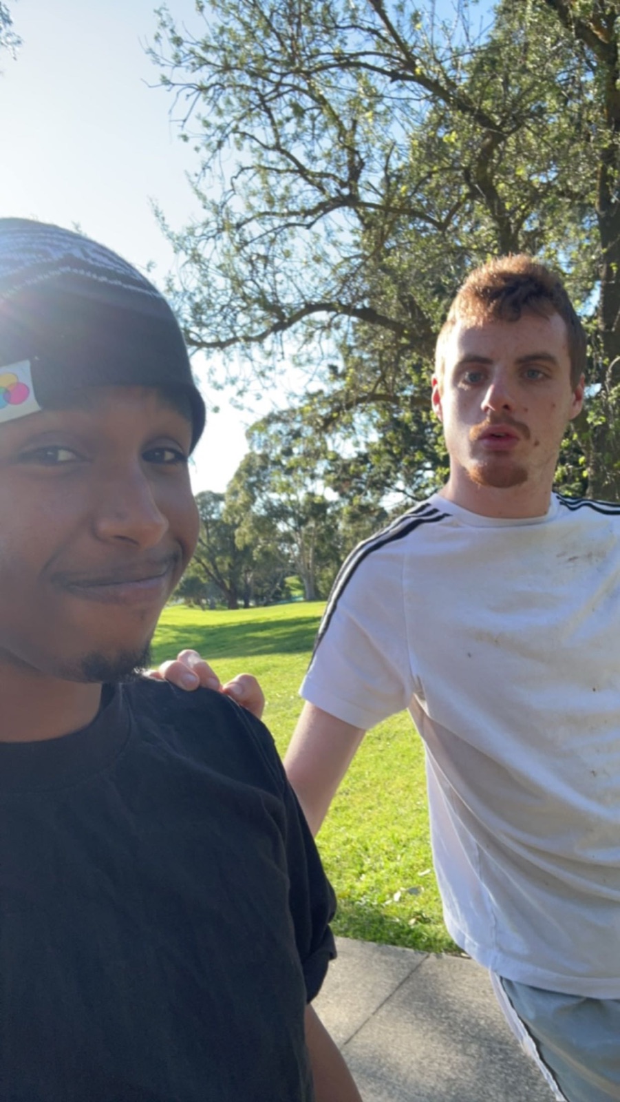 Support worker and participant outside in the park in Melbourne's North